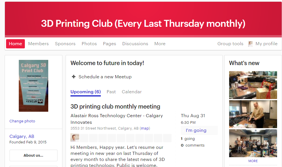 Calgary 3D printing club Maker Picture